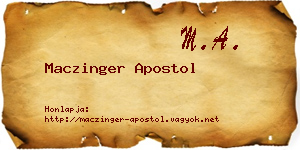 Maczinger Apostol névjegykártya